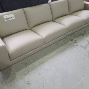 EX DISPLAY MAGNUM 4 SEATER COUCH IN WHEAT LEATHER SOLD AS IS