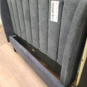 EX DISPLAY BECKY QUEEN SIZE CHARCOAL FABRIC BED SOLD AS IS