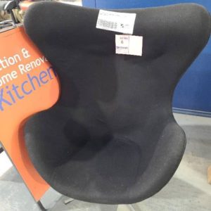 EX-HIRE BLACK FABRIC WING BACK SWIVEL CHAIR SOLD AS IS