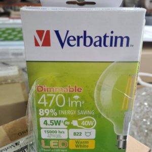 BOX OF 6PCS VERBATIM FILAMENT LED DIMMABLE G95 B22 4.5W 470LM