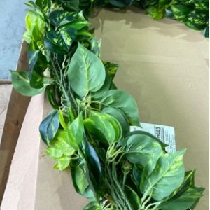 BOX OF ARTIFICIAL PLANTS - LARGE BOX OF IVY SOLD AS IS