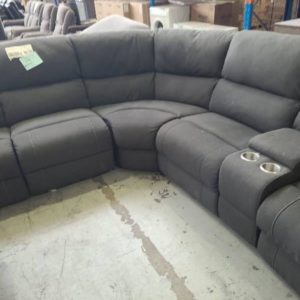 EX DISPLAY ROXY 5 SEATER MODULAR LOUNGE RHINO ASH WITH MANUAL RECLINERS SOLD AS IS