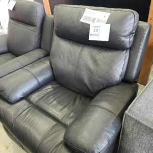 EX DISPLAY HAILEBURY THICK BLACK LEATHER ELECTRIC RECLINER ARM CHAIR DUAL MOTOR POWER HEADREST RRP$1299