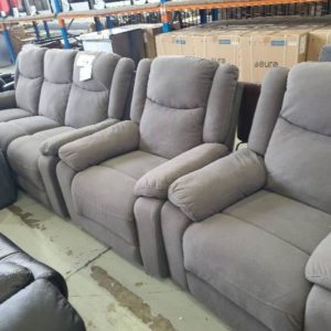 EX DISPLAY DAKOTA BARCELONA CHARCOAL 3 SEATER LOUNGE WITH 2 ARM CHAIRS MANUAL RECLINERS