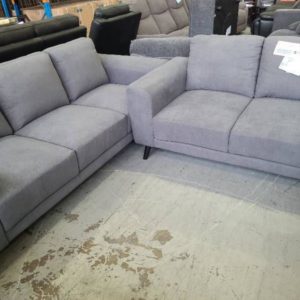 EX DISPLAY COOPER 3 SEATER COUCH & 2 SEATER COUCH IN CHARCOAL FABRIC