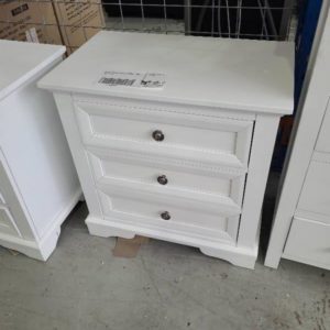 EX DISPLAY AKIRA WHITE BEDSIDE TABLE SOLD AS IS