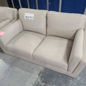 EX DISPLAY TULLEN THICK WHEAT LEATHER 2 SEATER COUCH SOLD AS IS