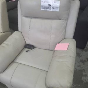 SECONDS CREAM LEATHER ALL ELECTRIC RECLINING ARM CHAIR AND HEADRESTS SOLD AS IS