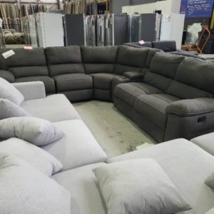 EX DISPLAY KLEIN 5 SEAT MODULAR CORNER LOUNGE WITH MANUAL RECLINERS SOLD AS IS