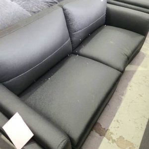 EX DISPLAY TULLEN THICK BLACK LEATHER 3 SEATER COUCH SOLD AS IS