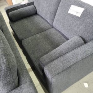 EX DISPLAY ANNIE 2 SEATER COUCH IN CHARCOAL FABRIC SOLD AS IS