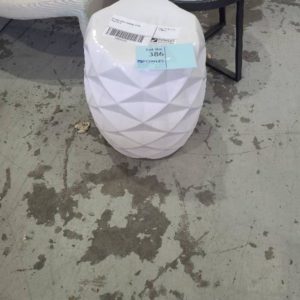 EX HIRE WHITE CERAMIC STOOL SOLD AS IS