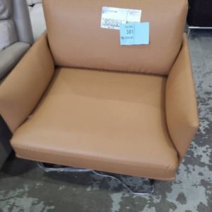 EX HIRE TAN PU ARM CHAIR SOLD AS IS
