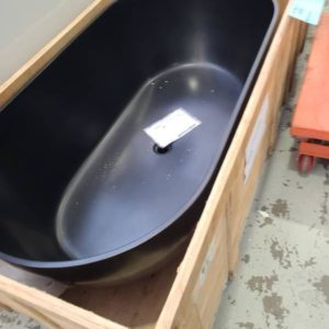 NEW PREMIUM STONE MATT BLACK FREESTANDING BATH 1500MM WITH OVERFLOW