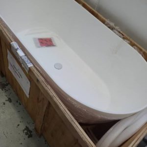 NEW PREMIUM STONE MATT WHITE 1500MM FREESTANDING BATH WITH OVERFLOW