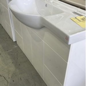 NEW 1200MM GLOSS WHITE VANITY WITH SEMI RECESSED VANITY BOWL P592-1200W 2 DOORS WITH DRAWERS