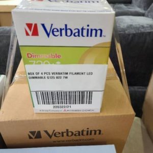 BOX OF 4 PCS VERBATIM FILAMENT LED DIMMABLE G125 B22 7W
