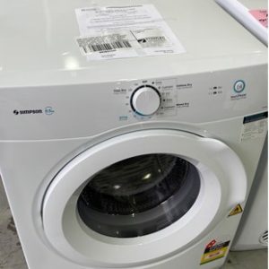 SIMPSON 6.5KG AUTO VENTED DRYER SDV656HQWA WITH ANTI TANGLE REVERSE TUMBLING FOR BETTER DRYING SENSOR DRYING LARGE DOOR OPENING WALL MOUNTABLE WITH 12 MONTH WARRANTY