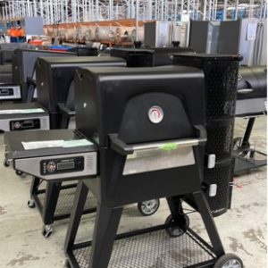 EX DEMO MODEL MASTERBUILT GRAVITY FED 560 CHARCOAL GRILL & SMOKER WITH INTEGRATED DIGITAL INTERFACE TO AUTOMATE THE TEMPERATURE CONTROL. IT CAN SMOKE GRILL ROAST & BAKE. FAST START REACHES 107 DEGREES IN 7 MINS OR 370 DEGREE IN 13 MINS. **HAS BEEN DEMO COOKED IN** 3 MONTH WAR