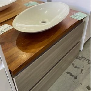 NEW NOVA STONE ASH WALL HUNG VANITY 900MM WITH BLACKWOOD TIMBER TOP WITH ART BASIN **PALLET 2**