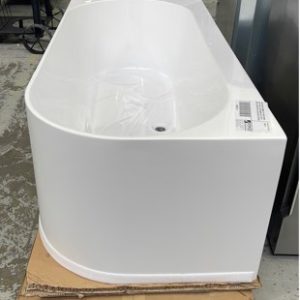 NEW COSTANZA 1660MM LEFT HAND CORNER BACK TO WALL FREESTANDING BATH. MATTE WHITE EXTERIOR WITH GLOSS WHITE INTERIOR