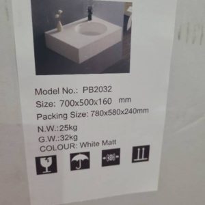 SOLID SURFACE WHITE STONE VANITY TOP PB2032-700