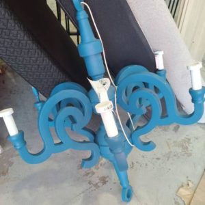 EX-HIRE BLUE CHANDELIER LIGHT FITTING SOLD AS IS