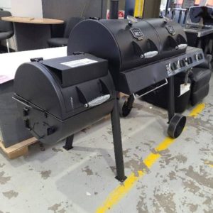 EX-DEMO OKLAHOMA JOES LONGHORN COMBO CHARCOAL/GAS SMOKER AND GRILL RRP $1399 SOLD AS IS