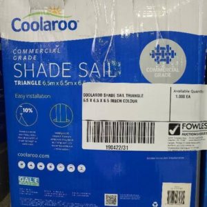 COOLAROO SHADE SAIL TRIANGLE 6.5 X 6.5 X 6.5 BEECH COLOUR