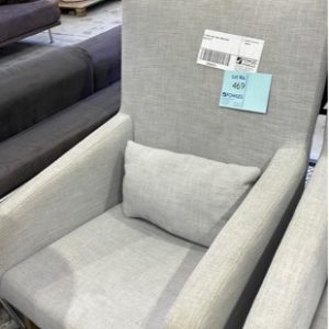 EX HIRE LIGHT GREY ARM CHAIR SOLD AS IS