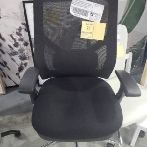 SAMPLE STOCK FABRIC/MESH PROFESSIONAL CHAIR AFRDI RATED 160KG WEIGHT CAPACITY ADJUSTABLE ARM RESTS SEAT SLIDE TILT FUNCTION CHAIR & BACKREST RRP$349
