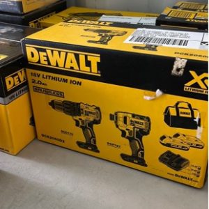 DEWALT DCK2060D2-XE 18V 2.0AH XR BRUSHLESS COMBO KIT 2 PIECE WITH BATTERY AND CHARGER HAMMER DRILL DRIVER DCD778 & IMPACT DRILL DRIVER DCF787 AND BAG RRP$349