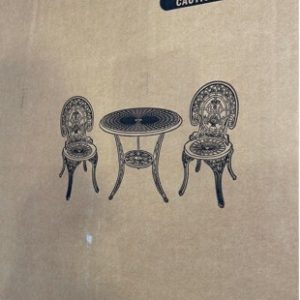 BOXED CAST IRON GREEN 3 PIECE PATIO SETTING
