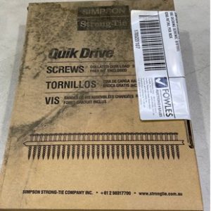 BOX OF 1000QTY SIMPSON STRONG TIE QUIK DRIVE 60MM 10G DECKING SCREWS S/STEEL $365 RETAIL PER BOX