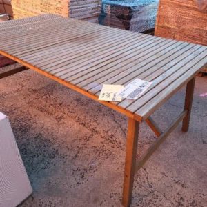EX HIRE SLAT TIMBER OUTDOOR TABLE SOLD AS IS SOLD AS IS