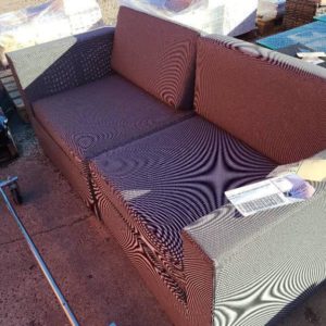 EX HIRE PAIR OF GREY OUTDOOR ARM CHAIR SOLD AS IS