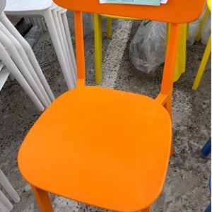 EX-HIRE ORANGE ACRYLIC CHAIR SOLD AS IS
