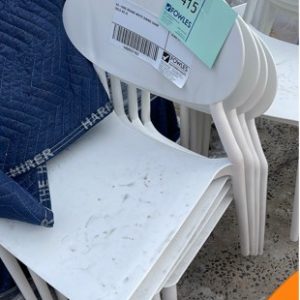 EX-HIRE ROUND WHITE DINING CHAIR SOLD AS IS
