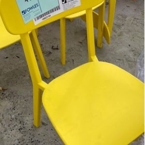 EX-HIRE YELLOW ACRYLIC CHAIR SOLD AS IS