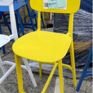 EX-HIRE YELLOW ACRYLIC BAR STOOL SOLD AS IS