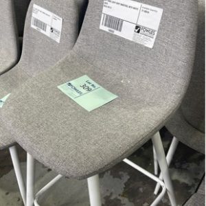 EX-HIRE LIGHT GREY BARSTOOL WITH WHITE LEGS SOLD AS IS