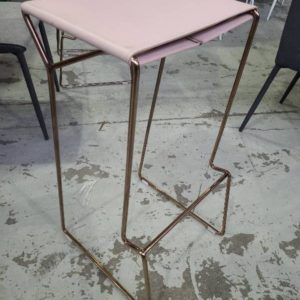 EX-HIRE PINK BAR STOOL WITH ROSE GOLD LEGS SOLD AS IS
