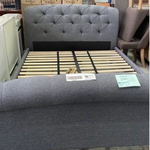 NEW ASH UPHOLSTERED SLEIGH BED FRAME QUEEN SIZE