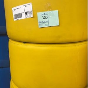 EX-HIRE ROUND YELLOW OTTOMAN SOLD AS IS