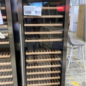 EX DEMO E430WSCS1 EURO WINE COOLER 450LITRE TIMBER SHELVES DOUBLE GLAZED DOOR APPROX 157-164 BOTTLES HUMIDITY CONTROL DUAL ZONE BLUE LED LIGHT RRP$1765 WITH 3 MONTH BACK TO BASE WARRANTY SOLD AS IS
