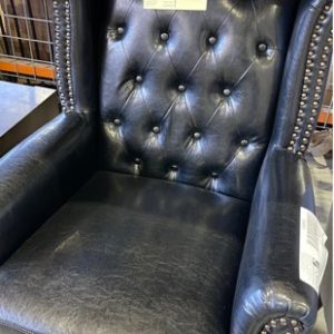 NEW BROWN PU ARMCHAIR WITH STUD DETAIL