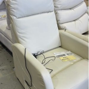 EX HIRE CREAM PU ARM CHAIR SOLD AS IS