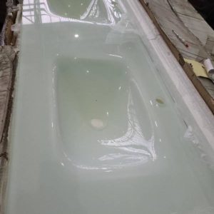 WHITE GLASS VANITY TOP 1500MM GREEN COLOUR PALLET 2