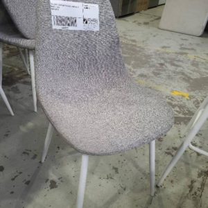 EX-HIRE LIGHT GREY DINING CHAIR WITH WHITE LEGS SOLD AS IS