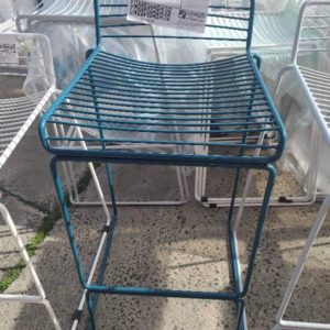 EX HIRE BLUE METAL BAR STOOL SOLD AS IS